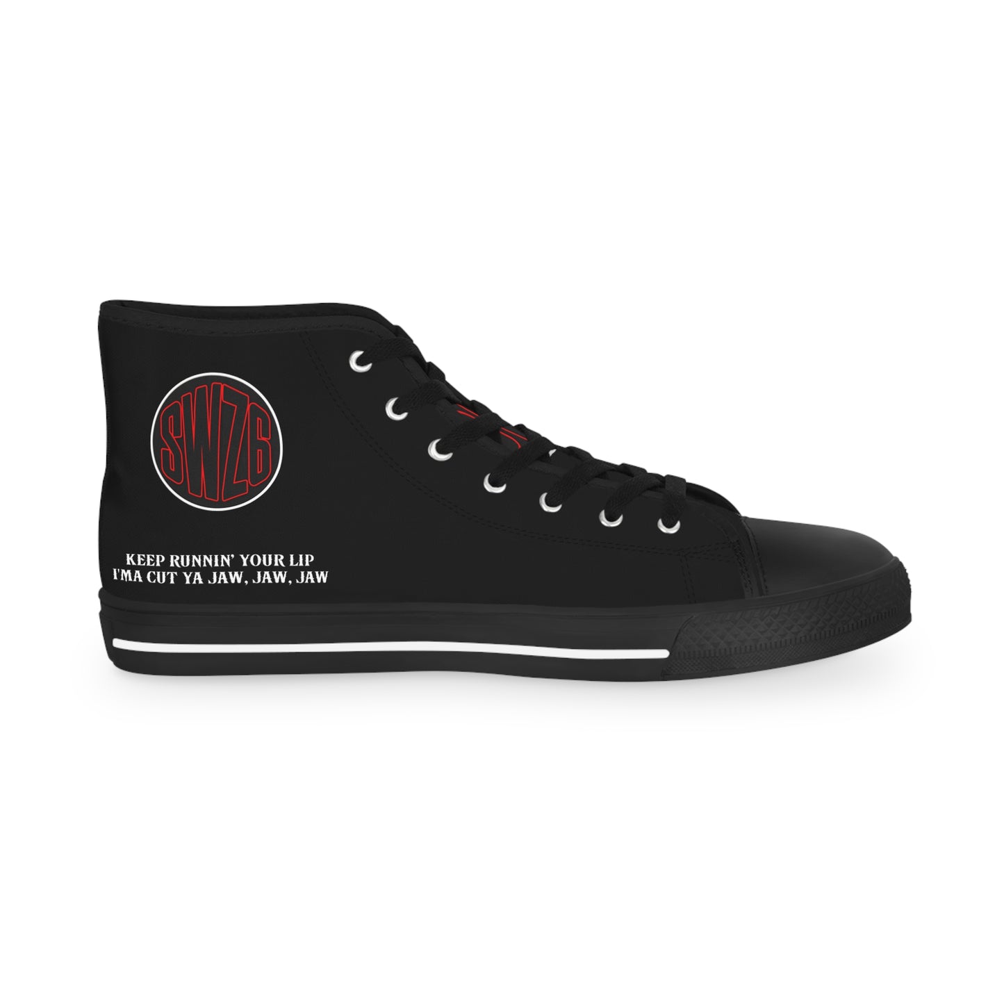 Swaza6 “JAWCUT” Vampiric High-Top Sneakers – Gothic Punk Streetwear with Lyric Venom