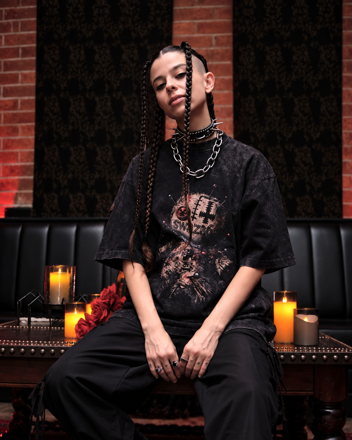 SWAZA6 Voodoo Doll Graphic Tee - Vintage Black