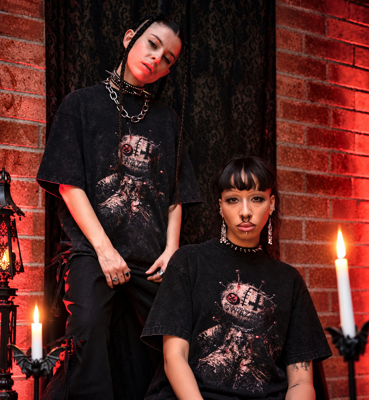 SWAZA6 Voodoo Doll Graphic Tee - Vintage Black